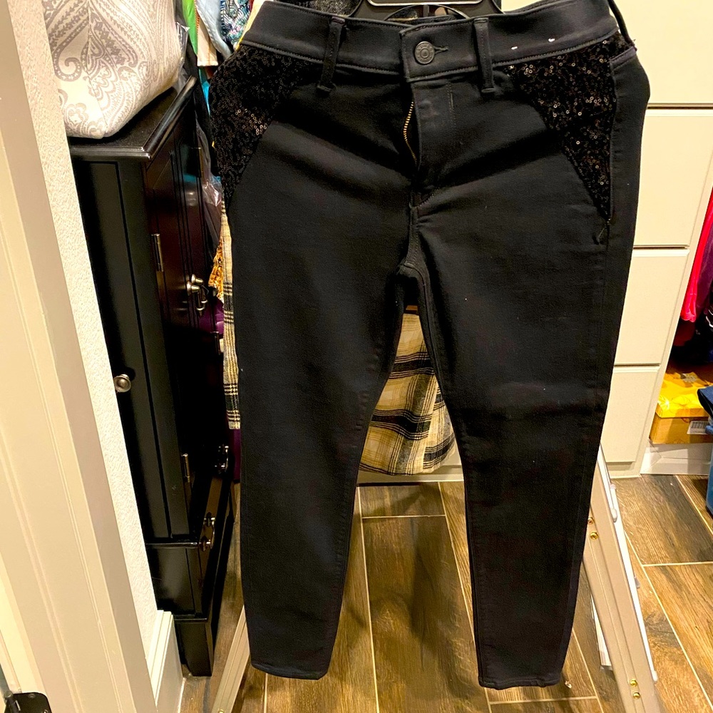 Express skinny black jeans with sequin detail